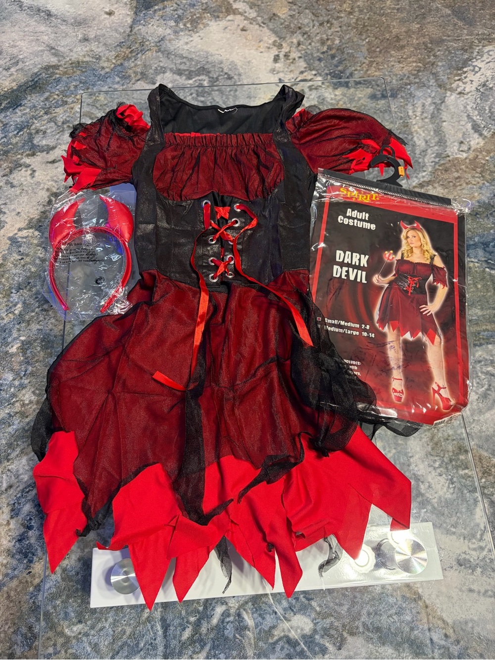 Spirit Red and Black Women’s Devil Costume with Lace-Up Bodice